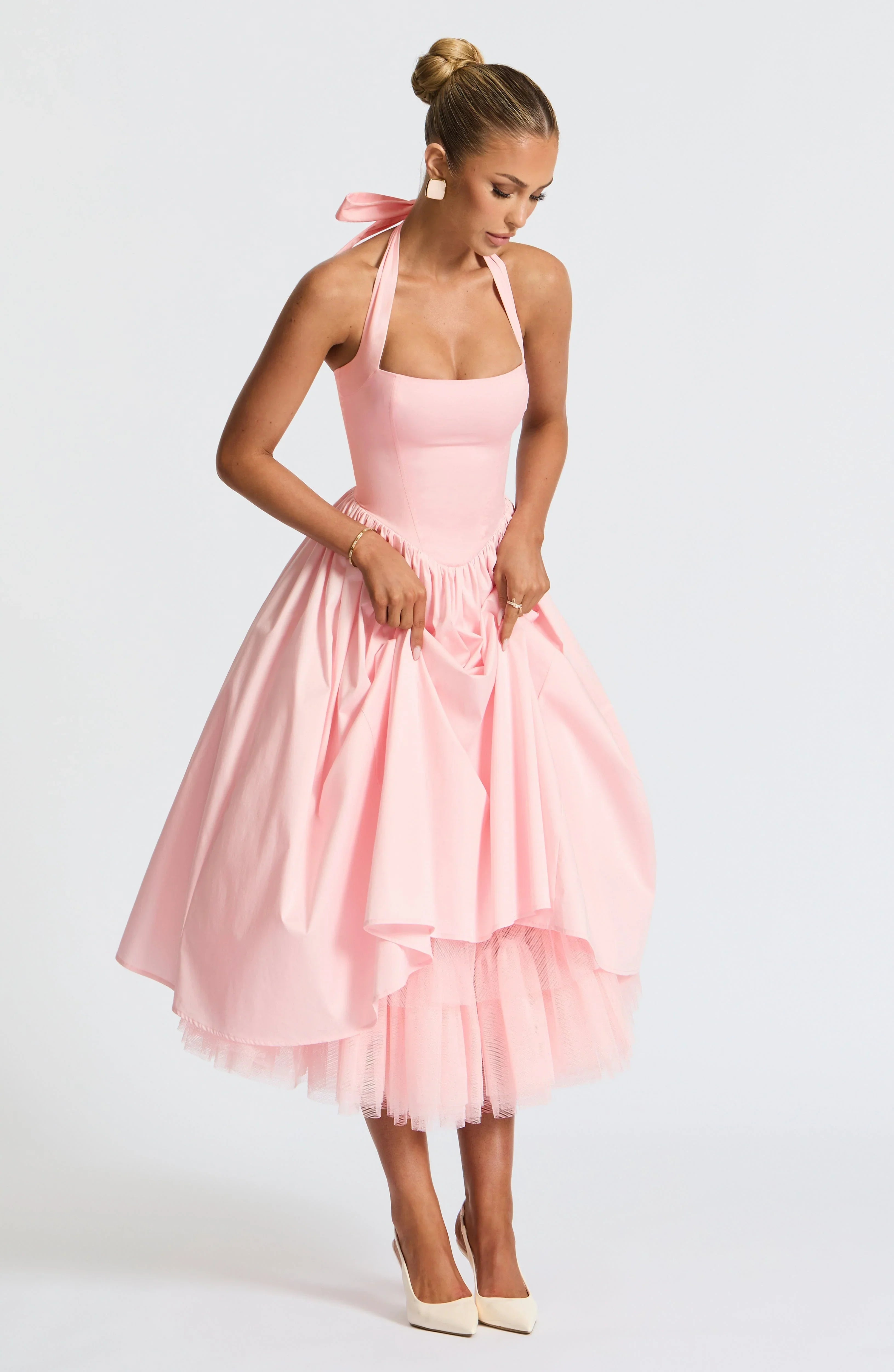 Hanging Collar Sexy Slim Fit Backless Mid-length Sweet Mesh Temperament Dress Jovera Joyce