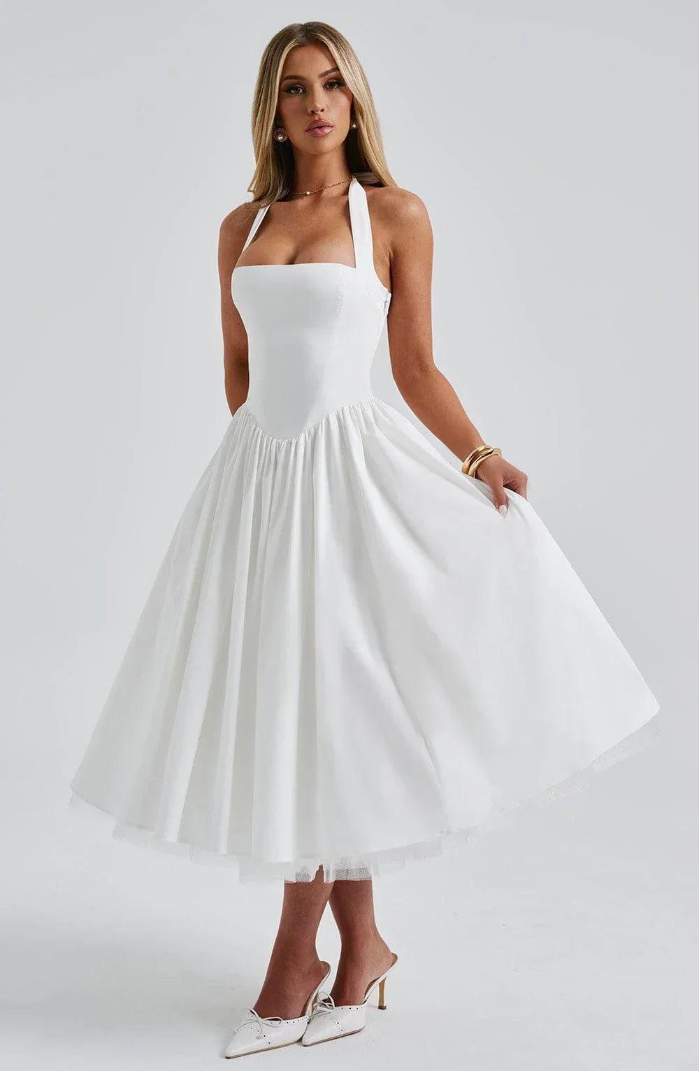 Hanging Collar Sexy Slim Fit Backless Mid-length Sweet Mesh Temperament Dress Jovera Joyce