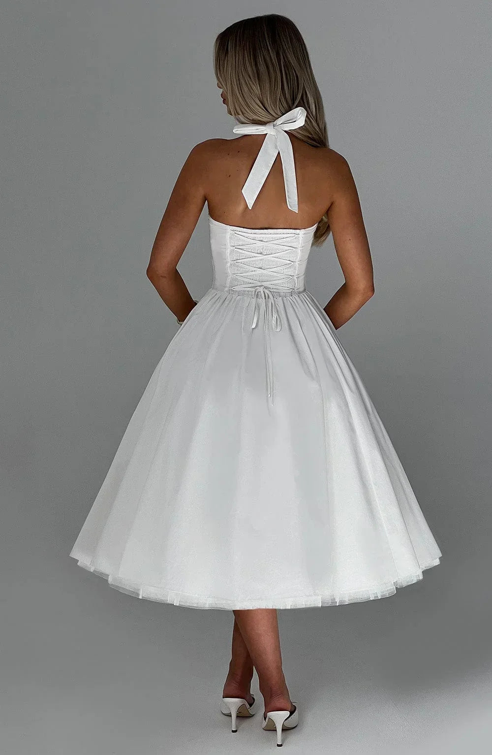 Hanging Collar Sexy Slim Fit Backless Mid-length Sweet Mesh Temperament Dress Jovera Joyce