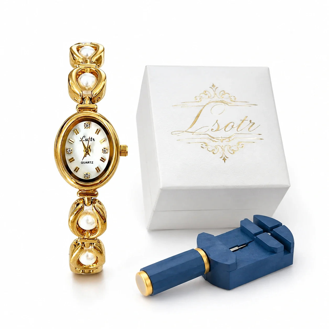 Jovera Joyce Aurélle Pearl Gold-Plated Bracelet Watch