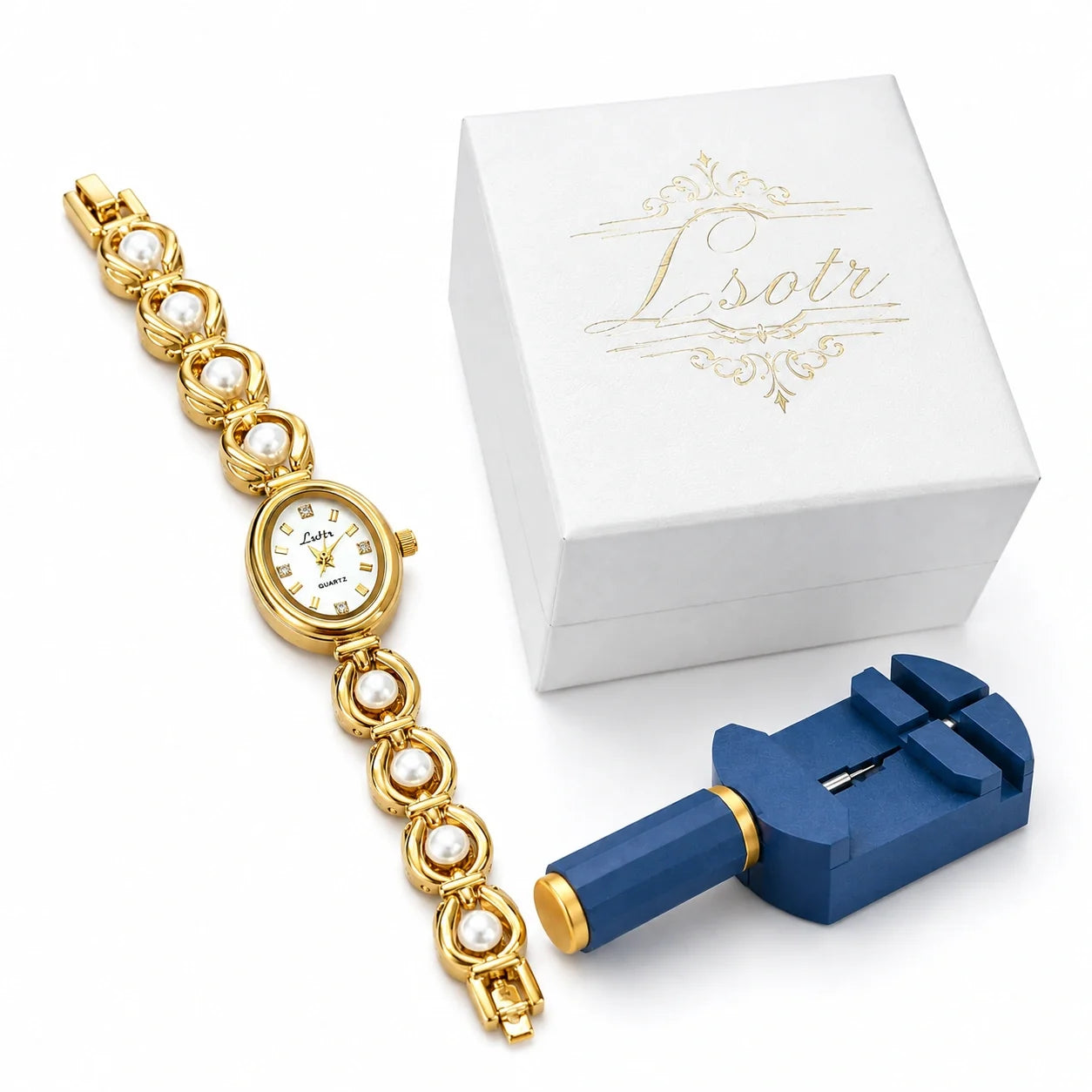 Jovera Joyce Aurélle Pearl Gold-Plated Bracelet Watch