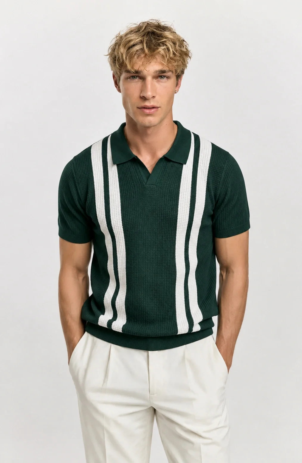 Jovera Joyce Rivière Heritage Stripe Knit Polo