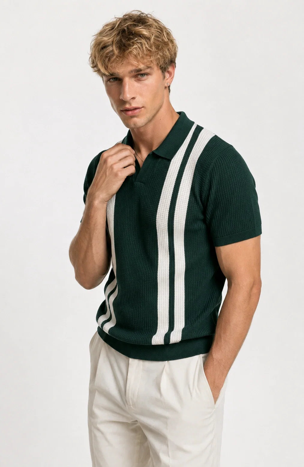 Jovera Joyce Rivière Heritage Stripe Knit Polo