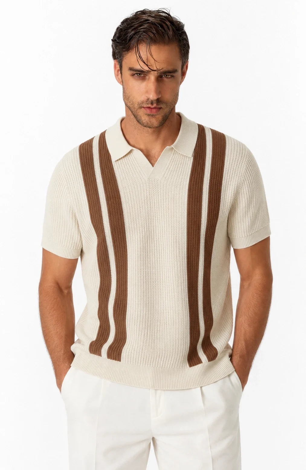 Jovera Joyce Rivière Heritage Stripe Knit Polo