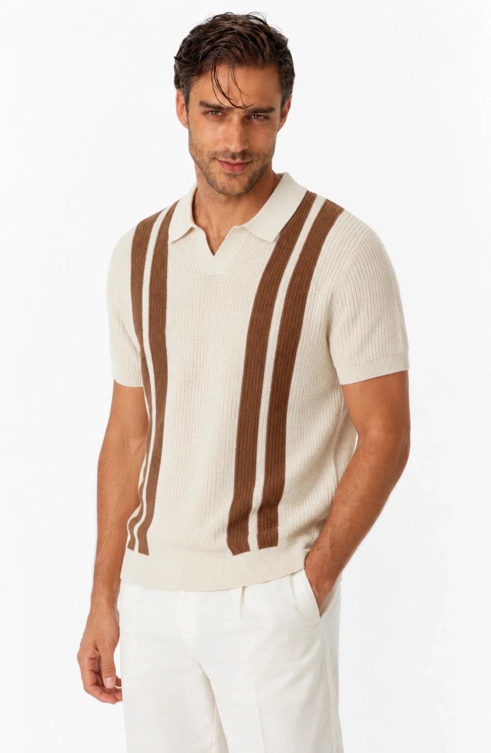 Jovera Joyce Rivière Heritage Stripe Knit Polo