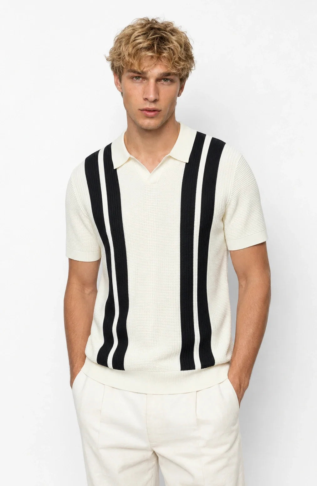 Jovera Joyce Rivière Heritage Stripe Knit Polo