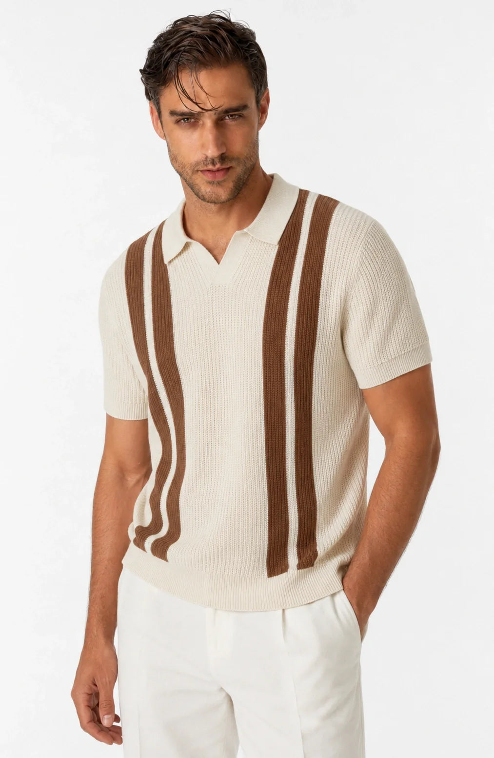 Jovera Joyce Rivière Heritage Stripe Knit Polo