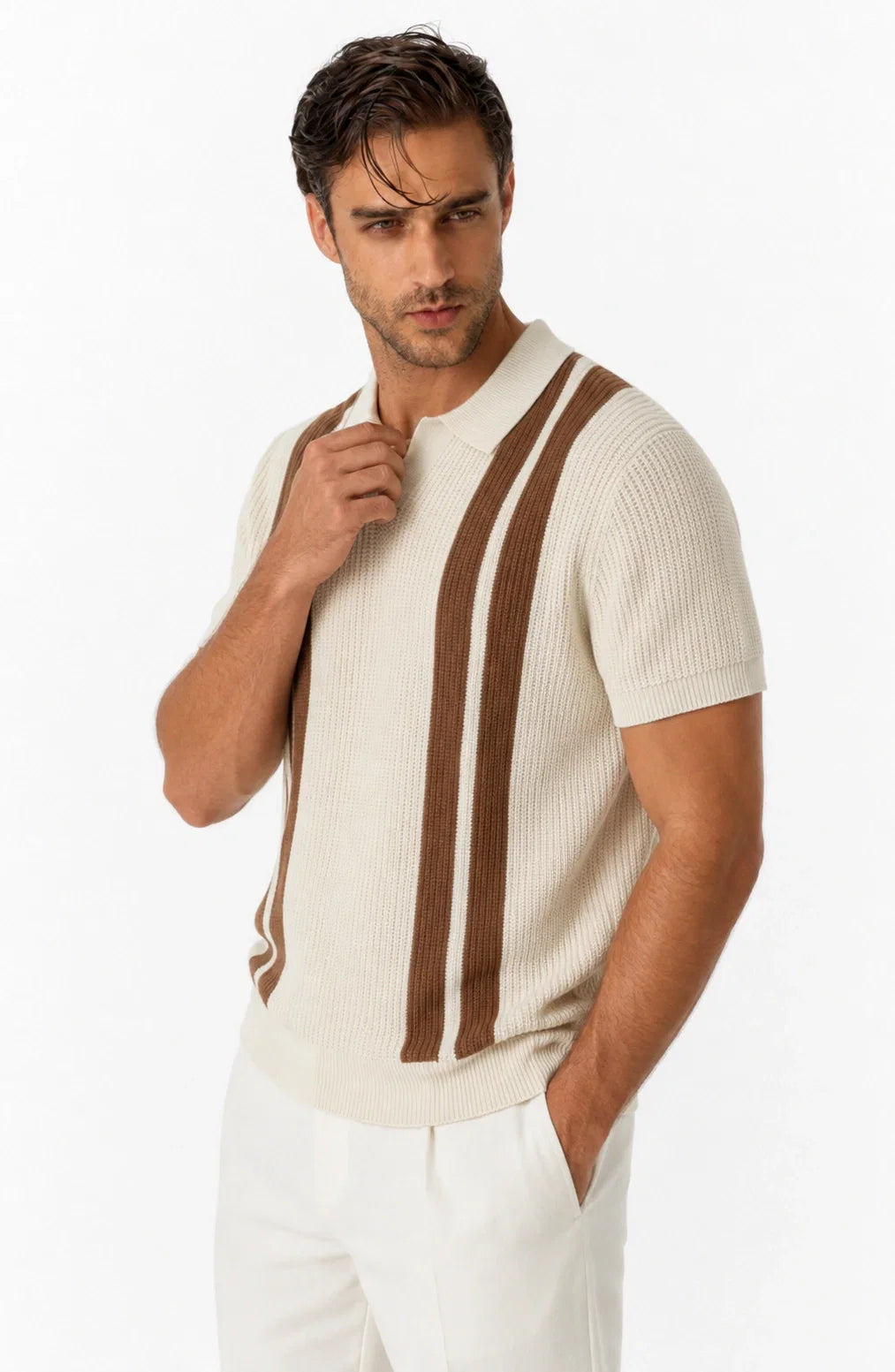 Jovera Joyce Rivière Heritage Stripe Knit Polo