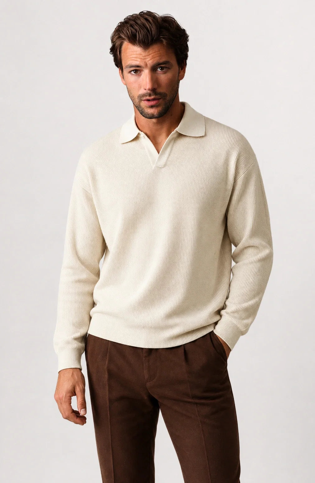 Jovera Joyce Auremont Long-Sleeve Knit Polo
