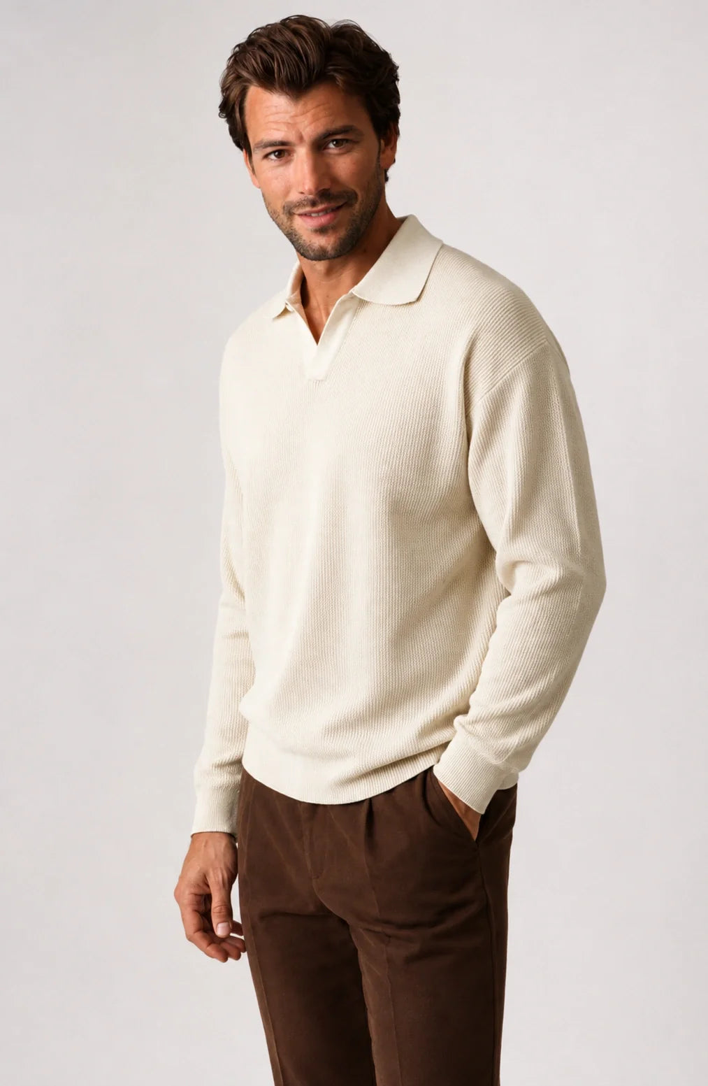Jovera Joyce Auremont Long-Sleeve Knit Polo