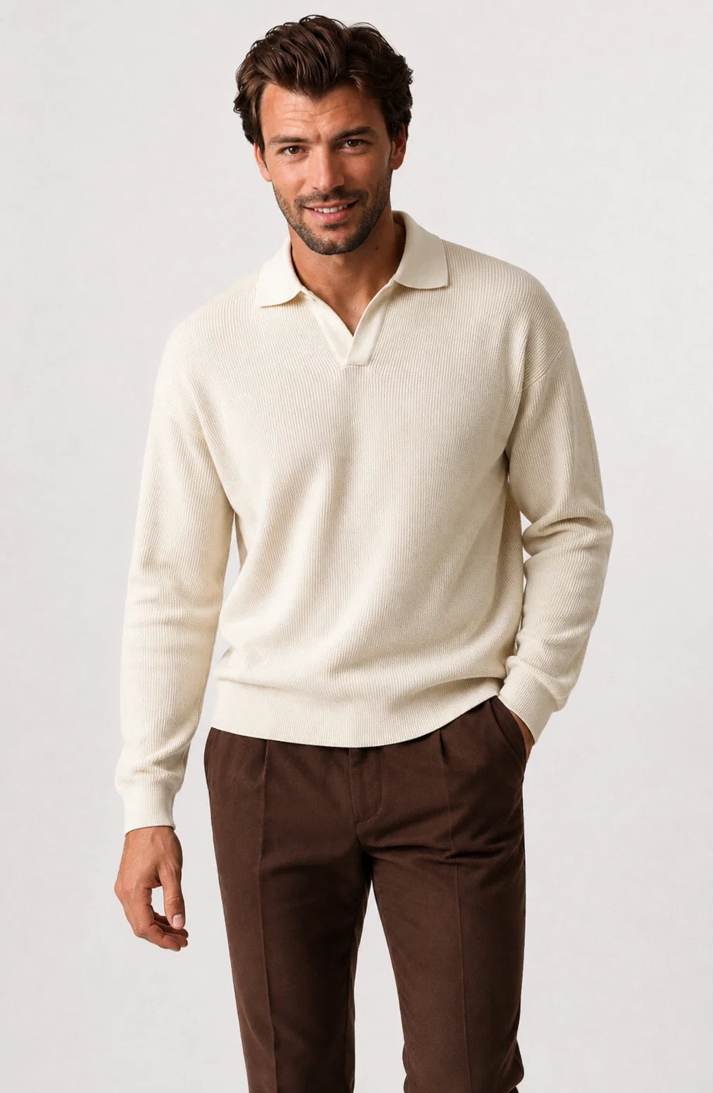 Jovera Joyce Auremont Long-Sleeve Knit Polo