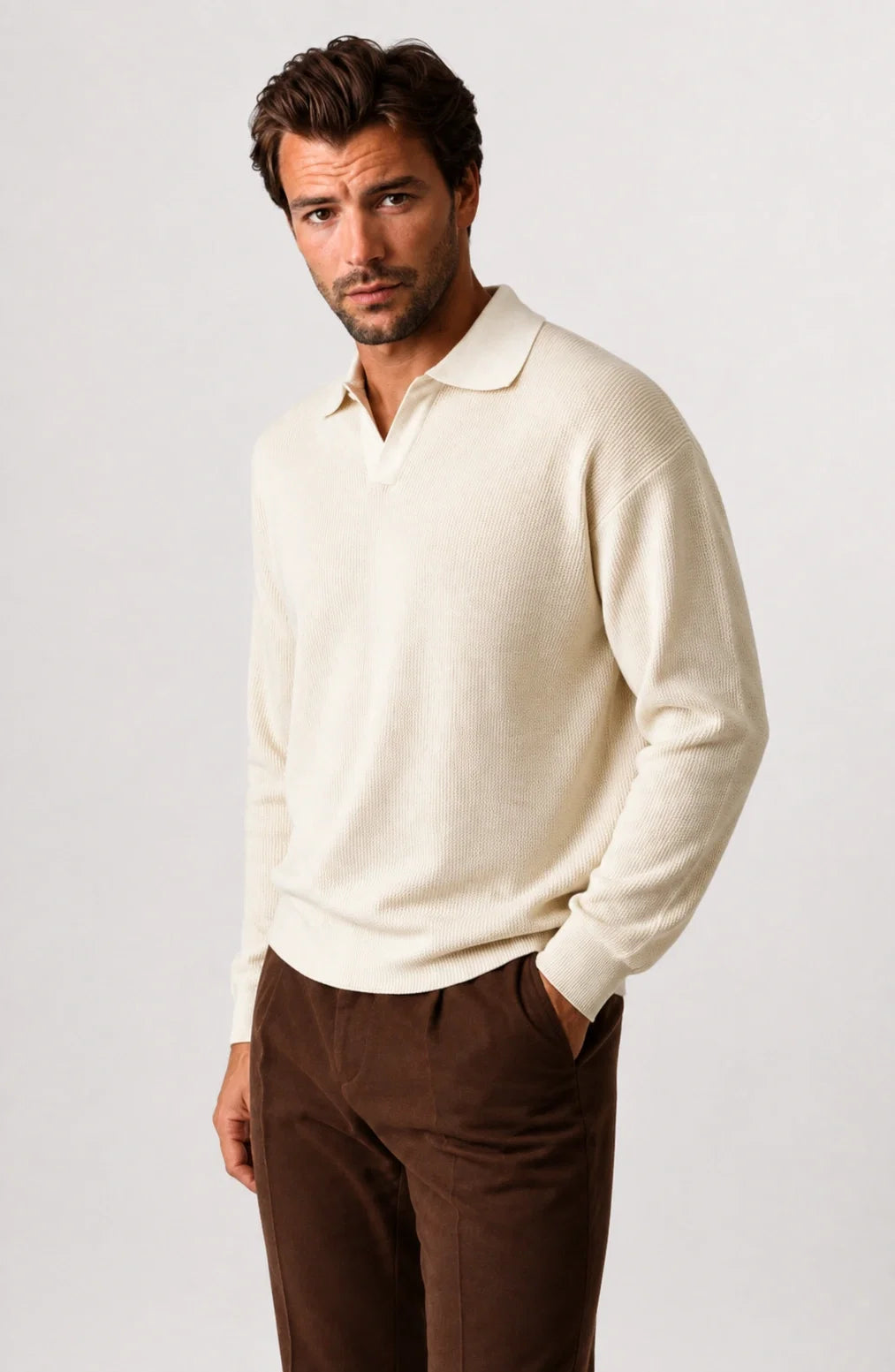 Jovera Joyce Auremont Long-Sleeve Knit Polo