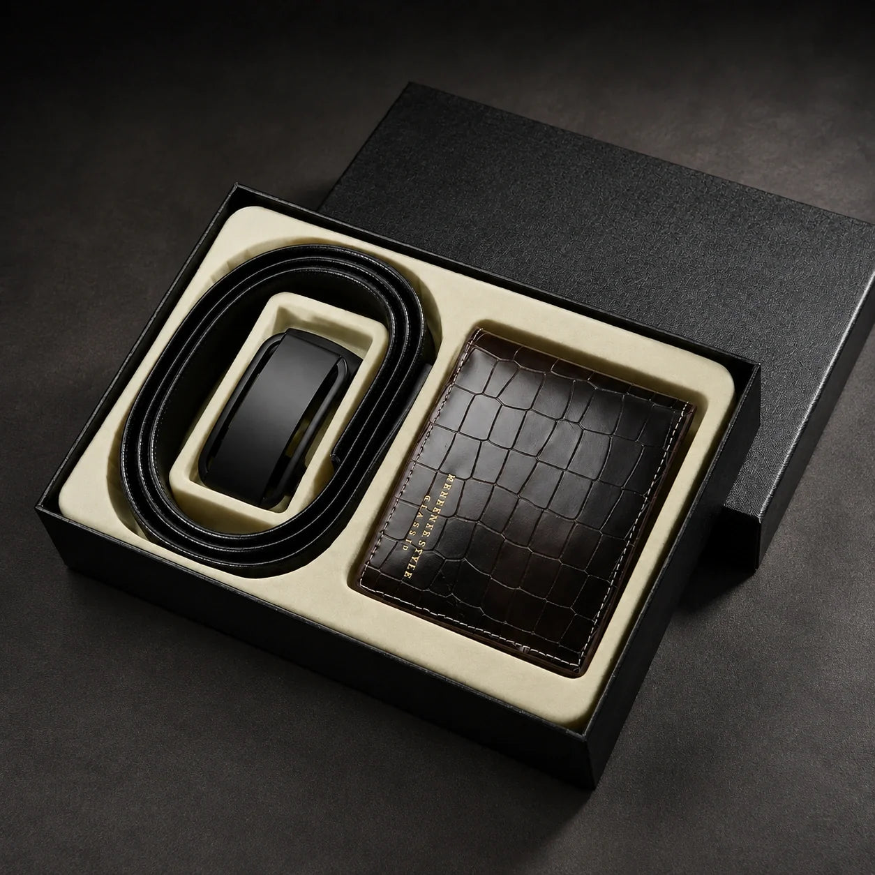 Jovera Joyce Montreux Croc-Embossed Belt &amp; Wallet Presentation Set