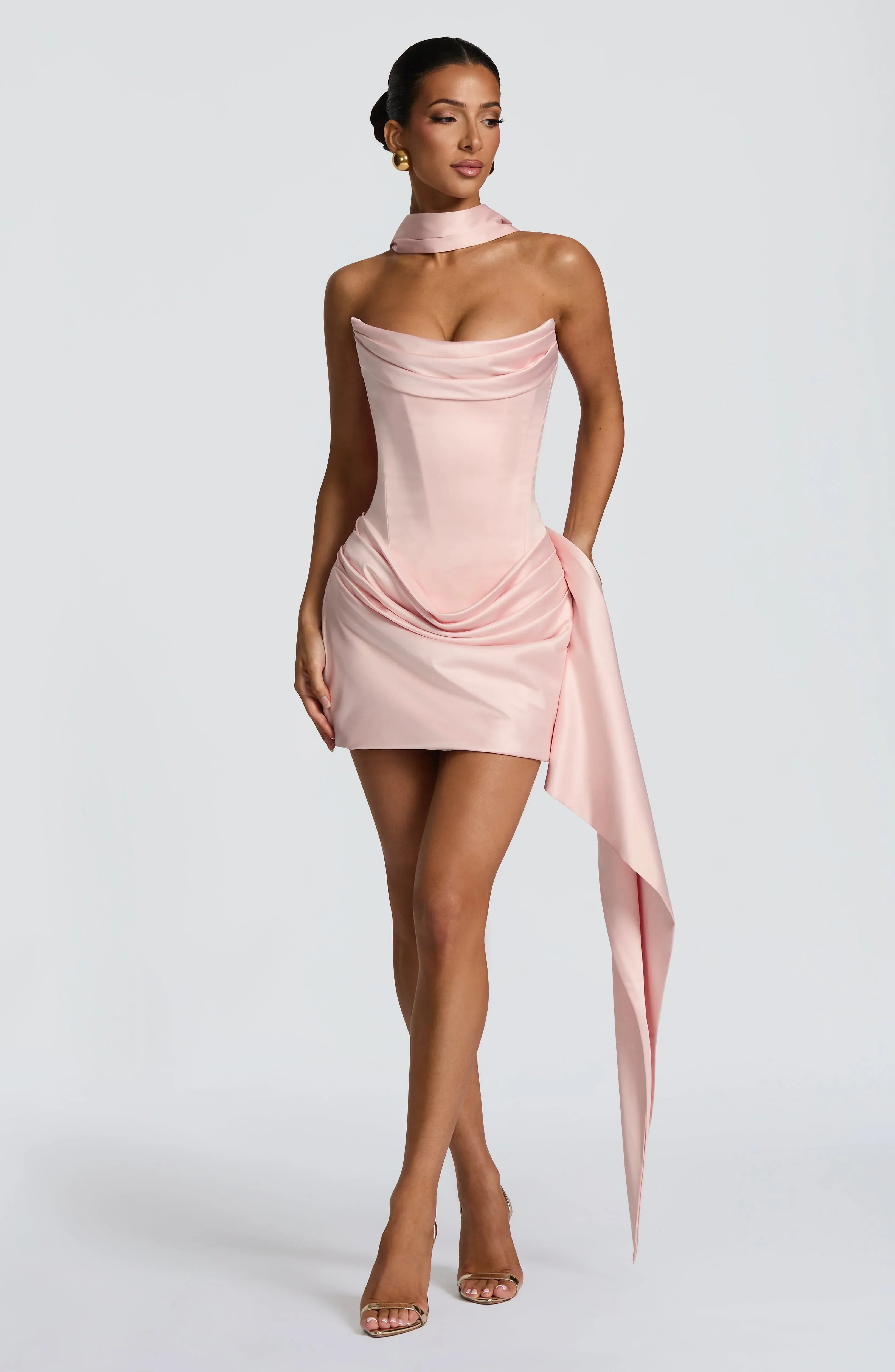 White Short Satin Sleeveless Fishtail Dress Jovera Joyce