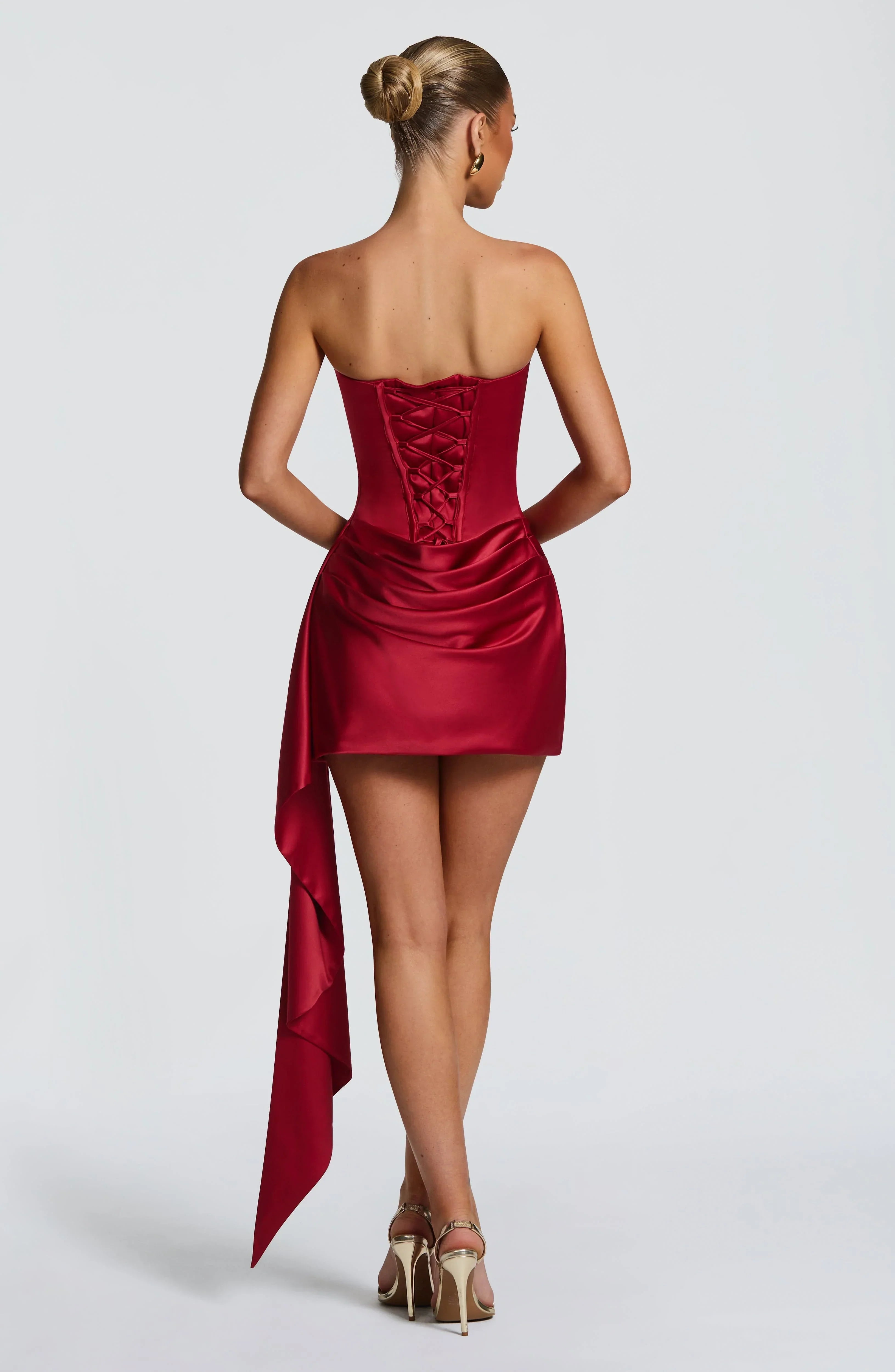 White Short Satin Sleeveless Fishtail Dress Jovera Joyce