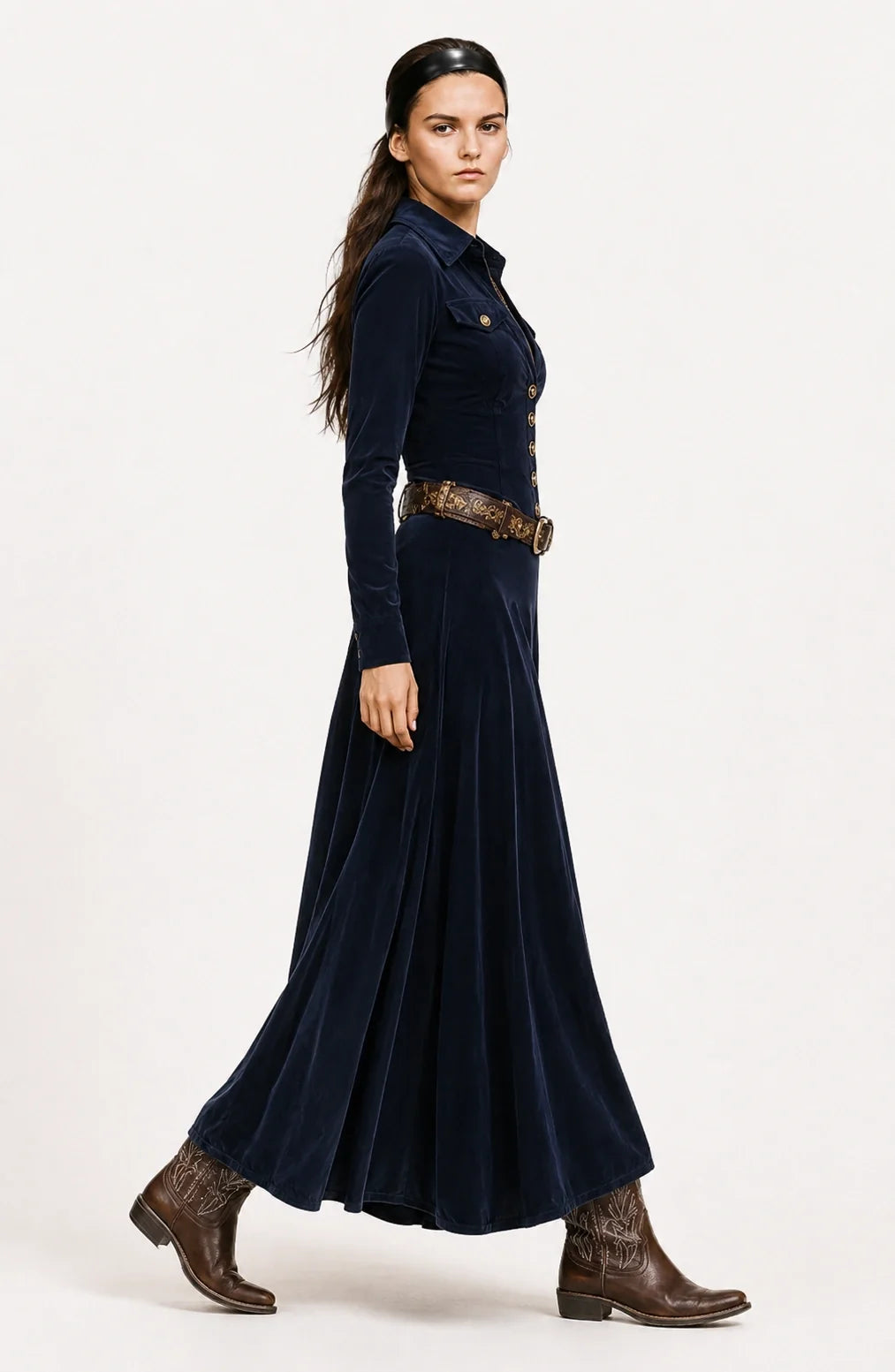 Jovera Joyce Nocturne Équestre Midnight Pleated Dress