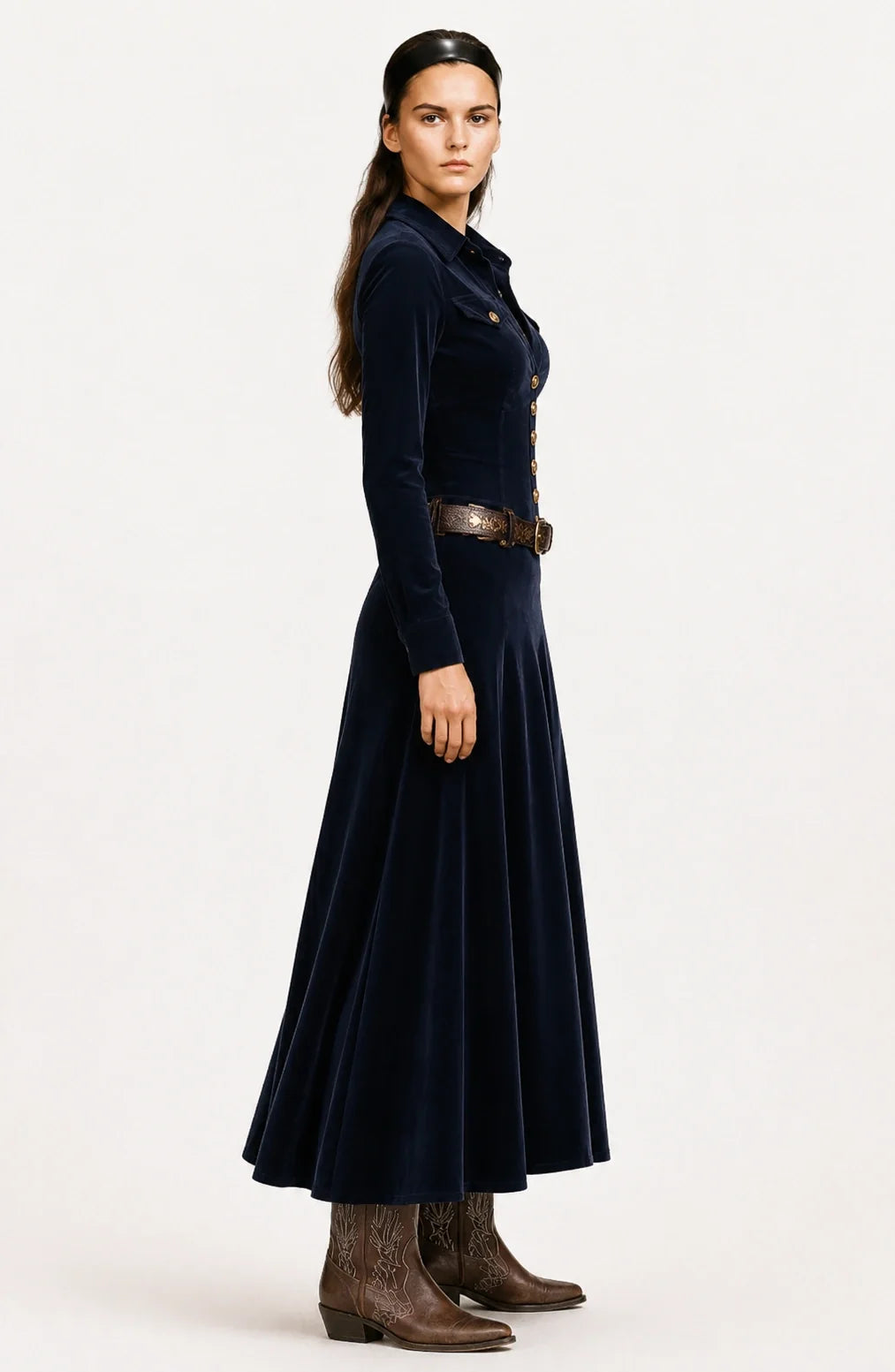 Jovera Joyce Nocturne Équestre Midnight Pleated Dress