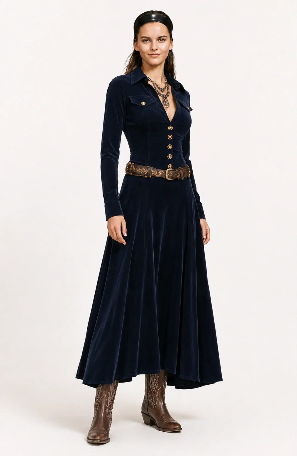 Jovera Joyce Nocturne Équestre Midnight Pleated Dress