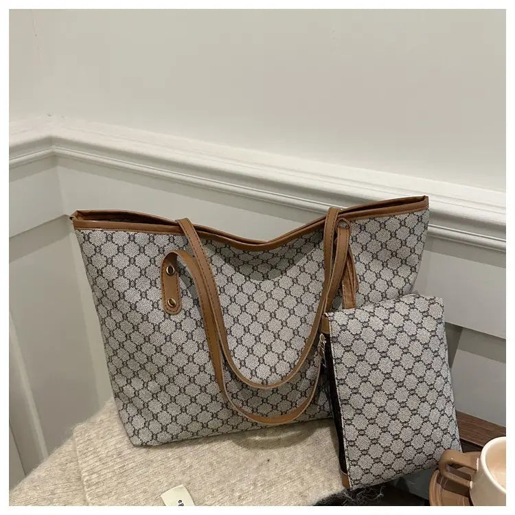 Women's 2-Piece Retro Plaid Tote Bag Set