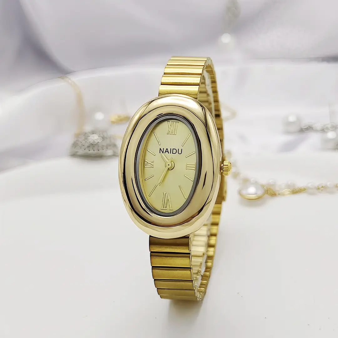 Cross-Border New Women's Watch Small Gold Watch Southeast Asia Hot-Selling Simple Women's Watch Oval Gold Quartz Watch