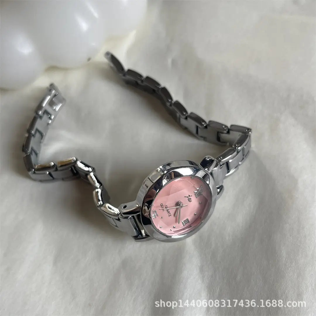 Niche Round Small Dial Student Forest Bracelet Steel Band Simple Elegant Compact Watch Female Ins Accessible Luxury Retro
