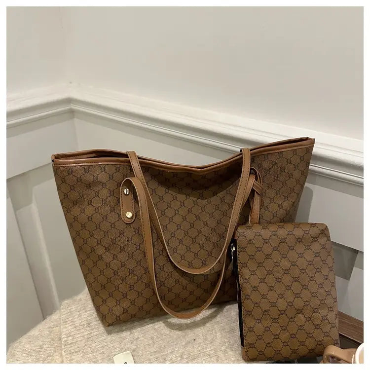 Women's 2-Piece Retro Plaid Tote Bag Set
