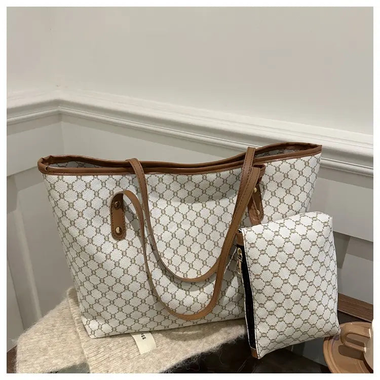 Women's 2-Piece Retro Plaid Tote Bag Set