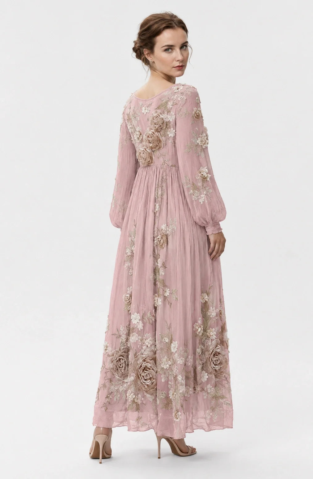 Jovera Joyce Fleur Élégance 3D Bloom Maxi Dress