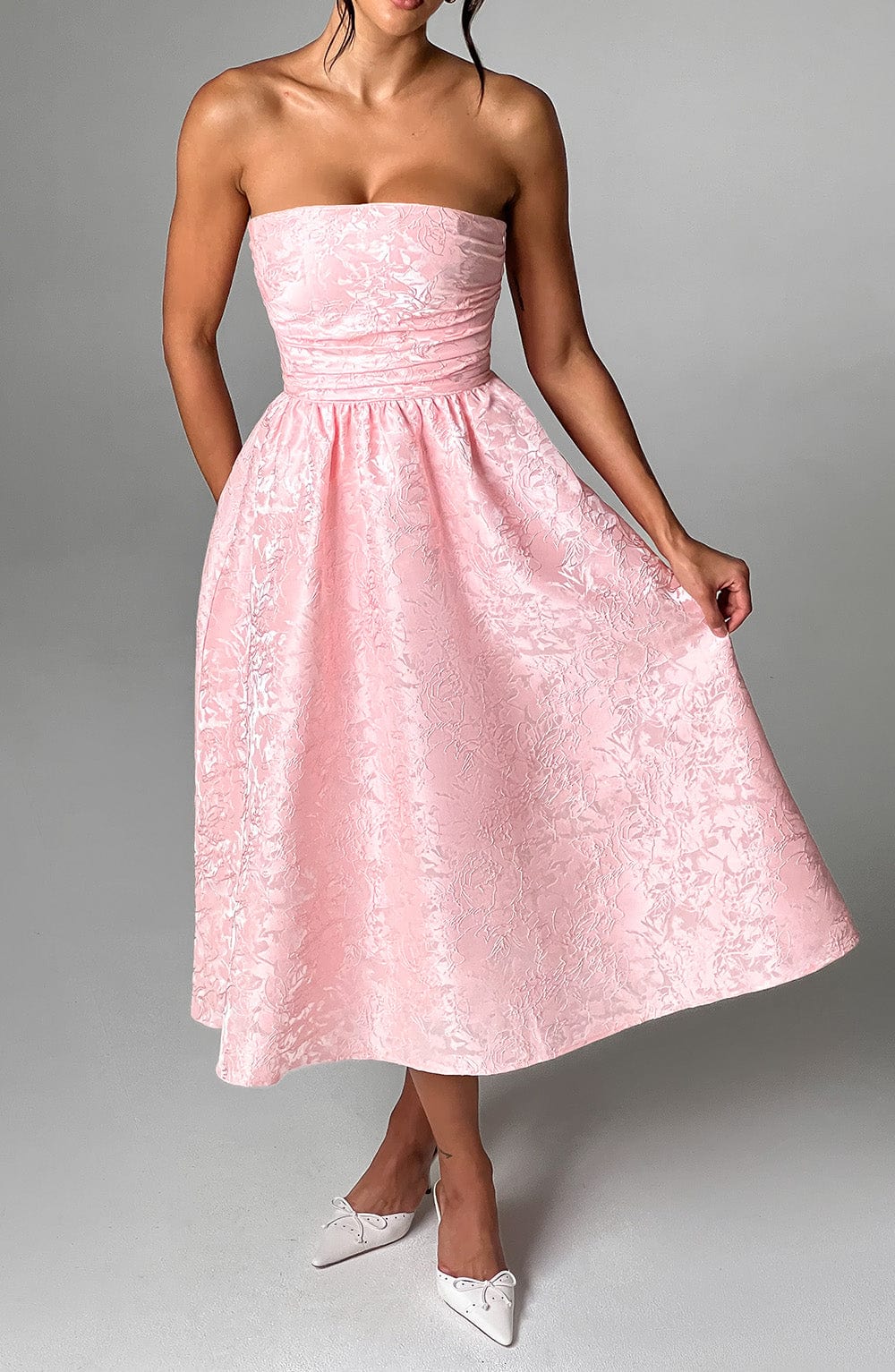 Women's Slim-fit Jacquard Satin Tube Top Dress Jovera Joyce