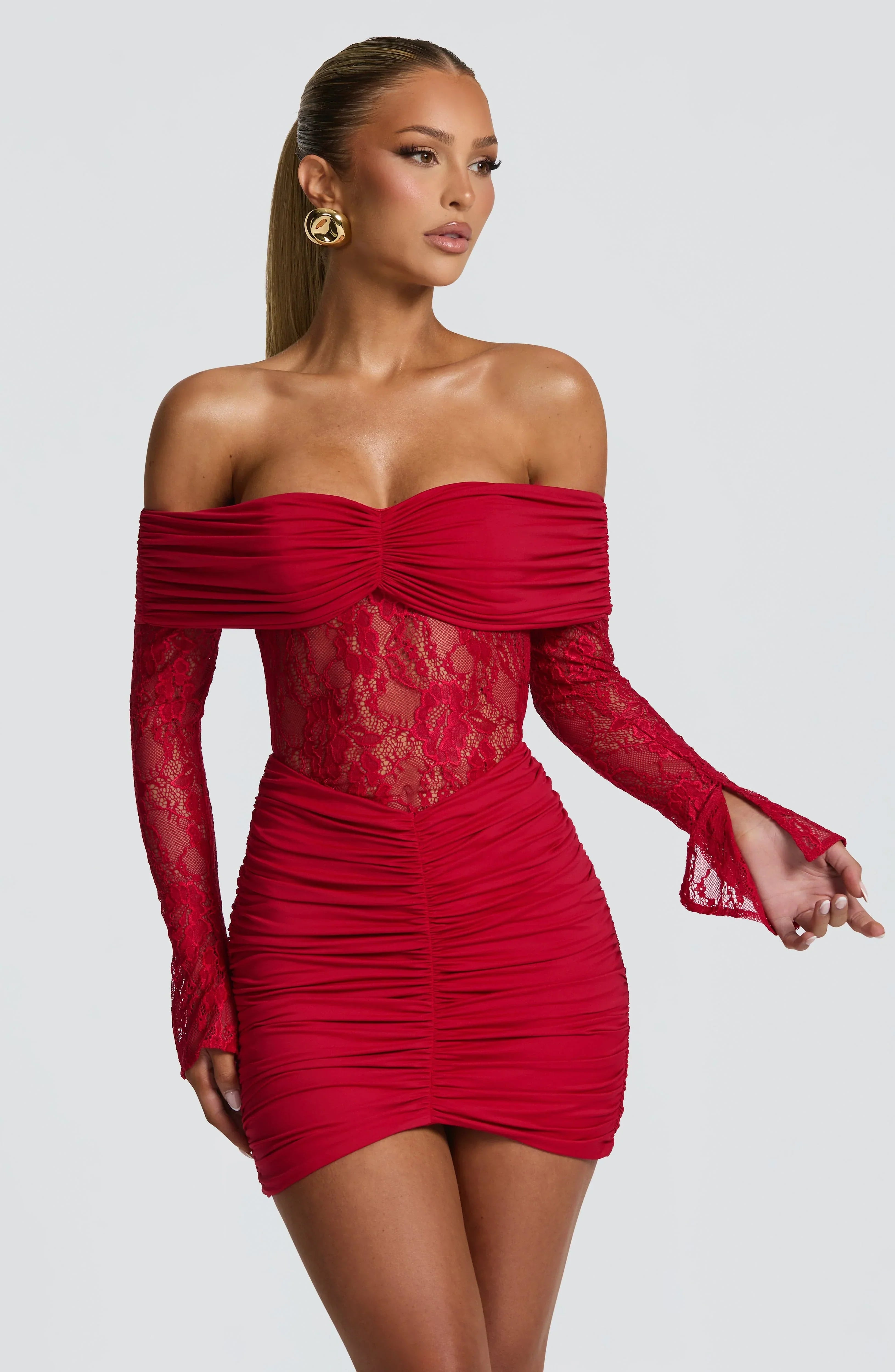 Women's Off-the-Shoulder Lace Patchwork Sheath Mini Dress Jovera Joyce