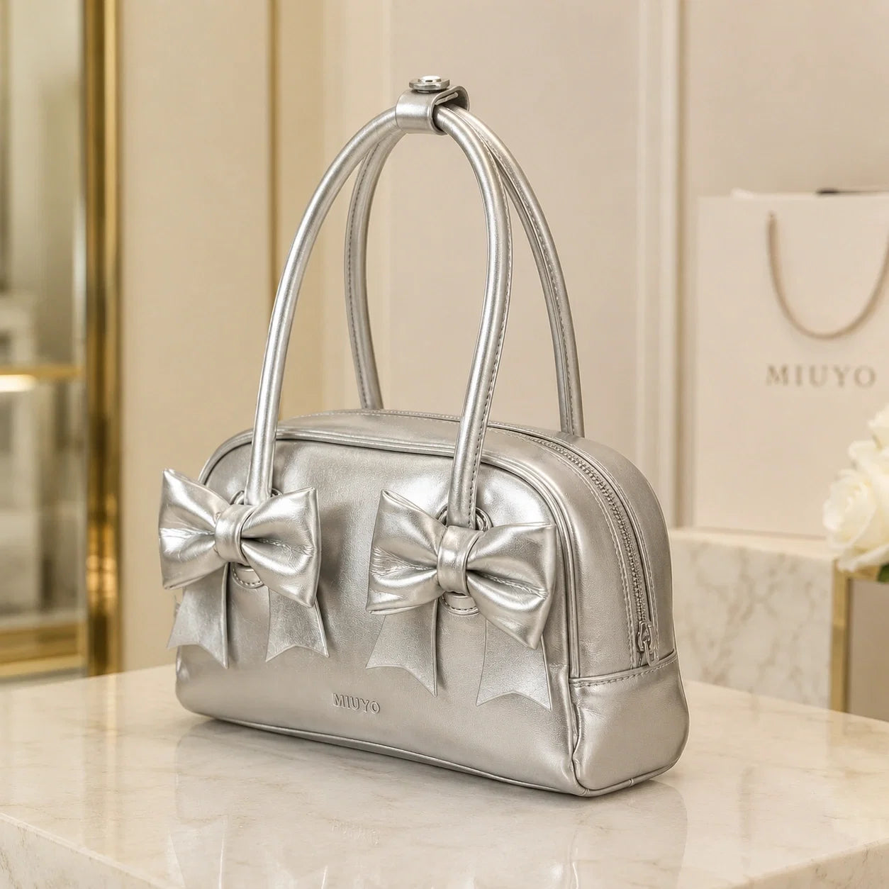 Jovera Joyce Belle Époque Double-Bow Gloss Handbag