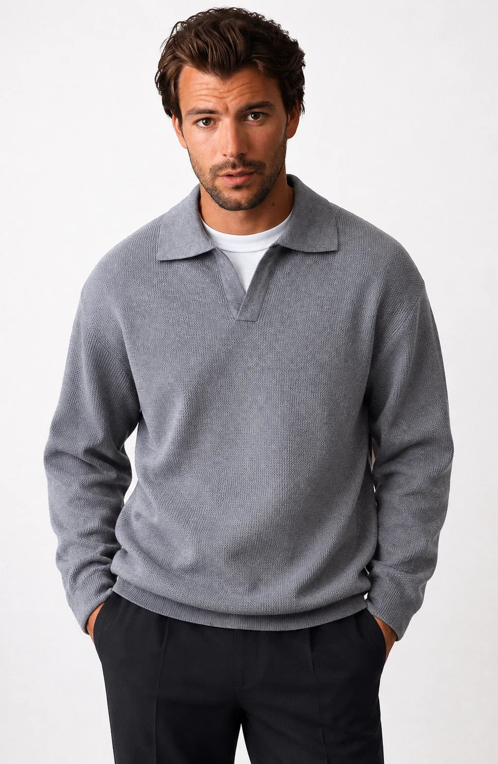 Jovera Joyce Auremont Long-Sleeve Knit Polo