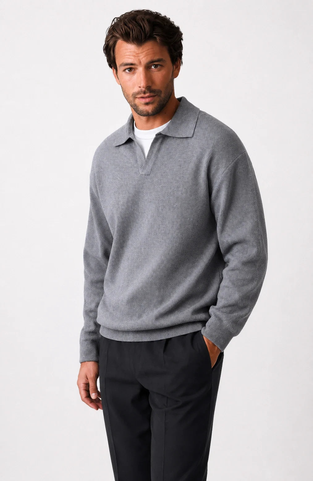 Jovera Joyce Auremont Long-Sleeve Knit Polo