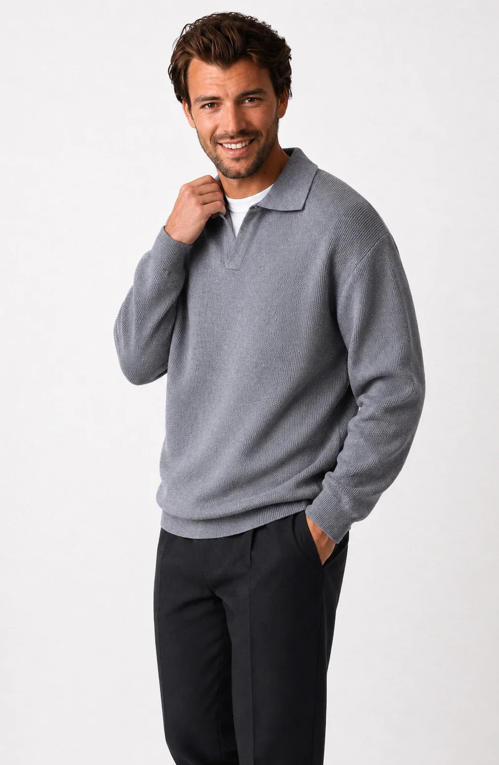 Jovera Joyce Auremont Long-Sleeve Knit Polo