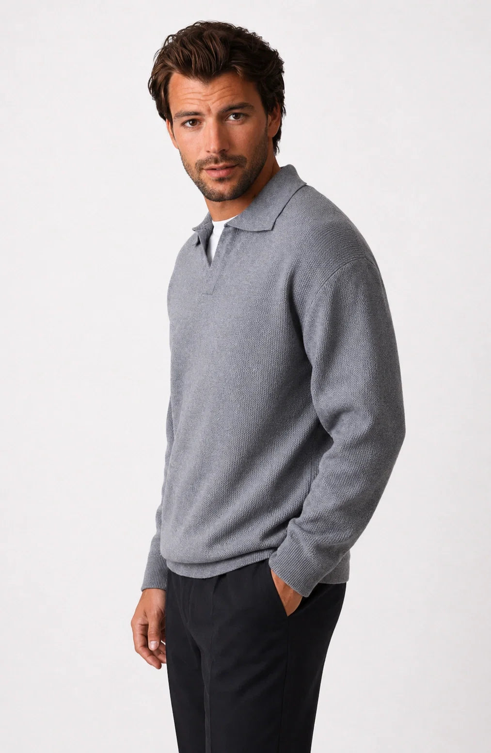 Jovera Joyce Auremont Long-Sleeve Knit Polo