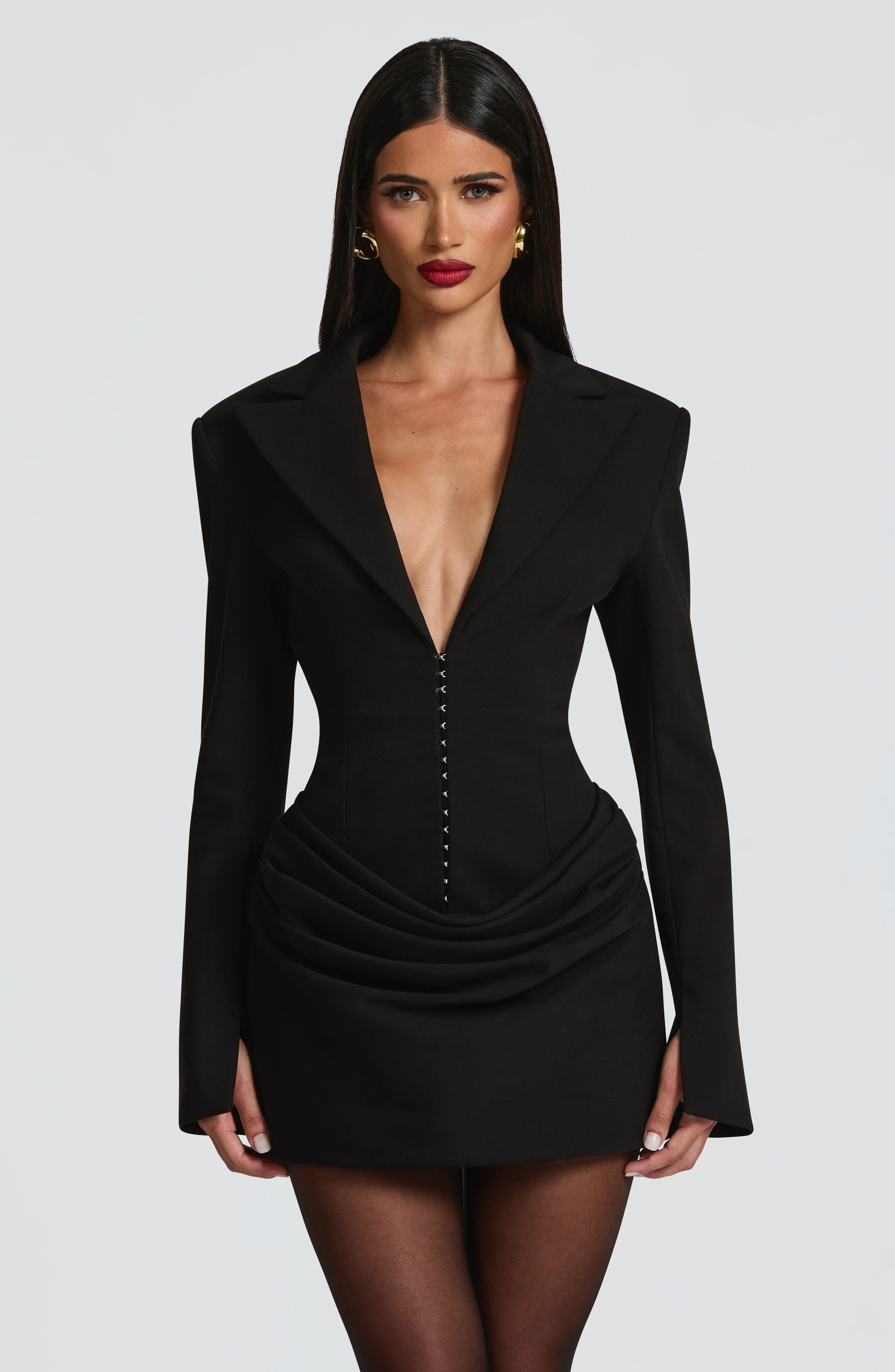 Elegant Suit-Style Collar Long-Sleeve Bodycon Chic Dress Jovera Joyce