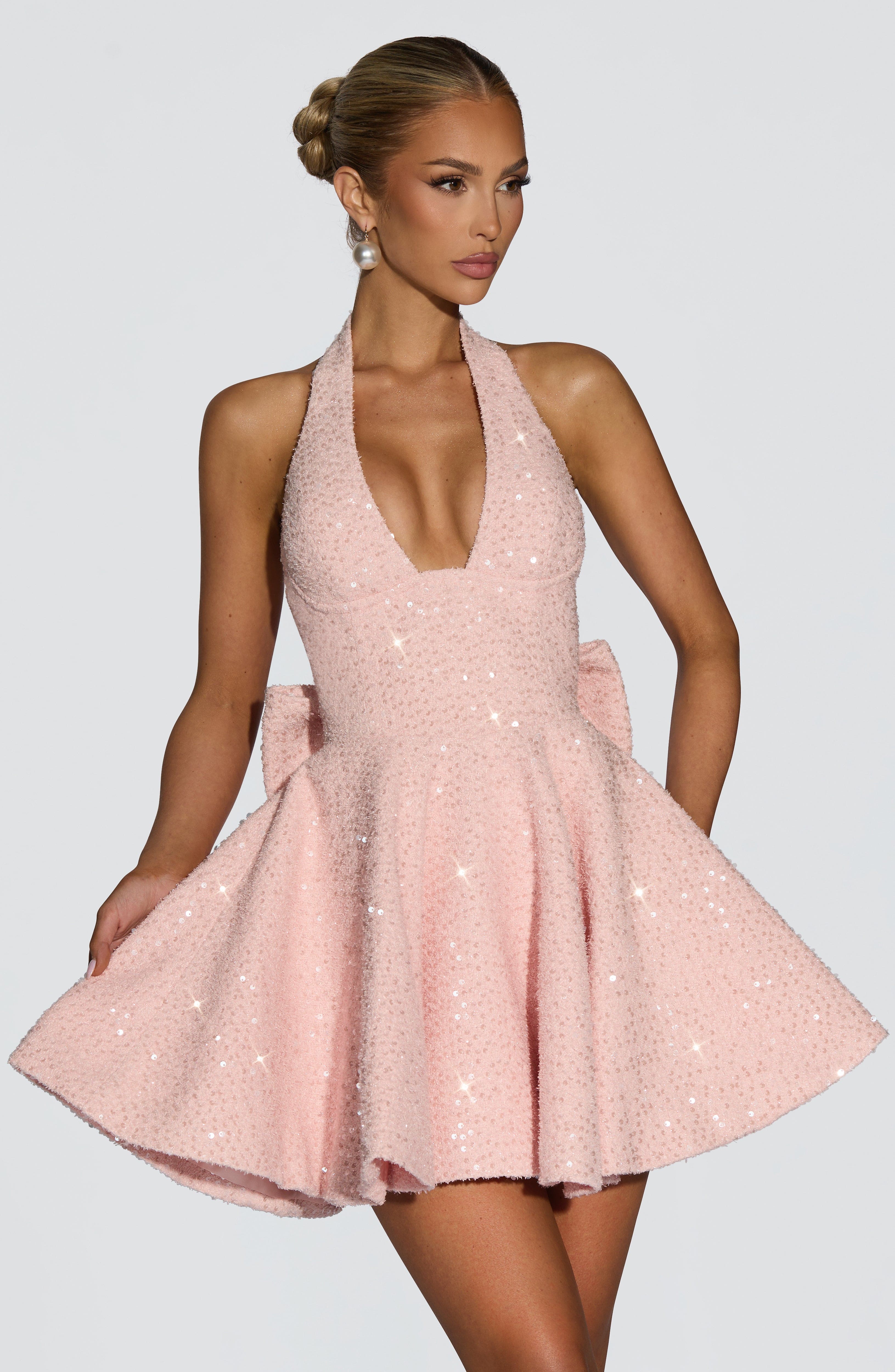 European And American-style Bow-tied Halter Dress Jovera Joyce