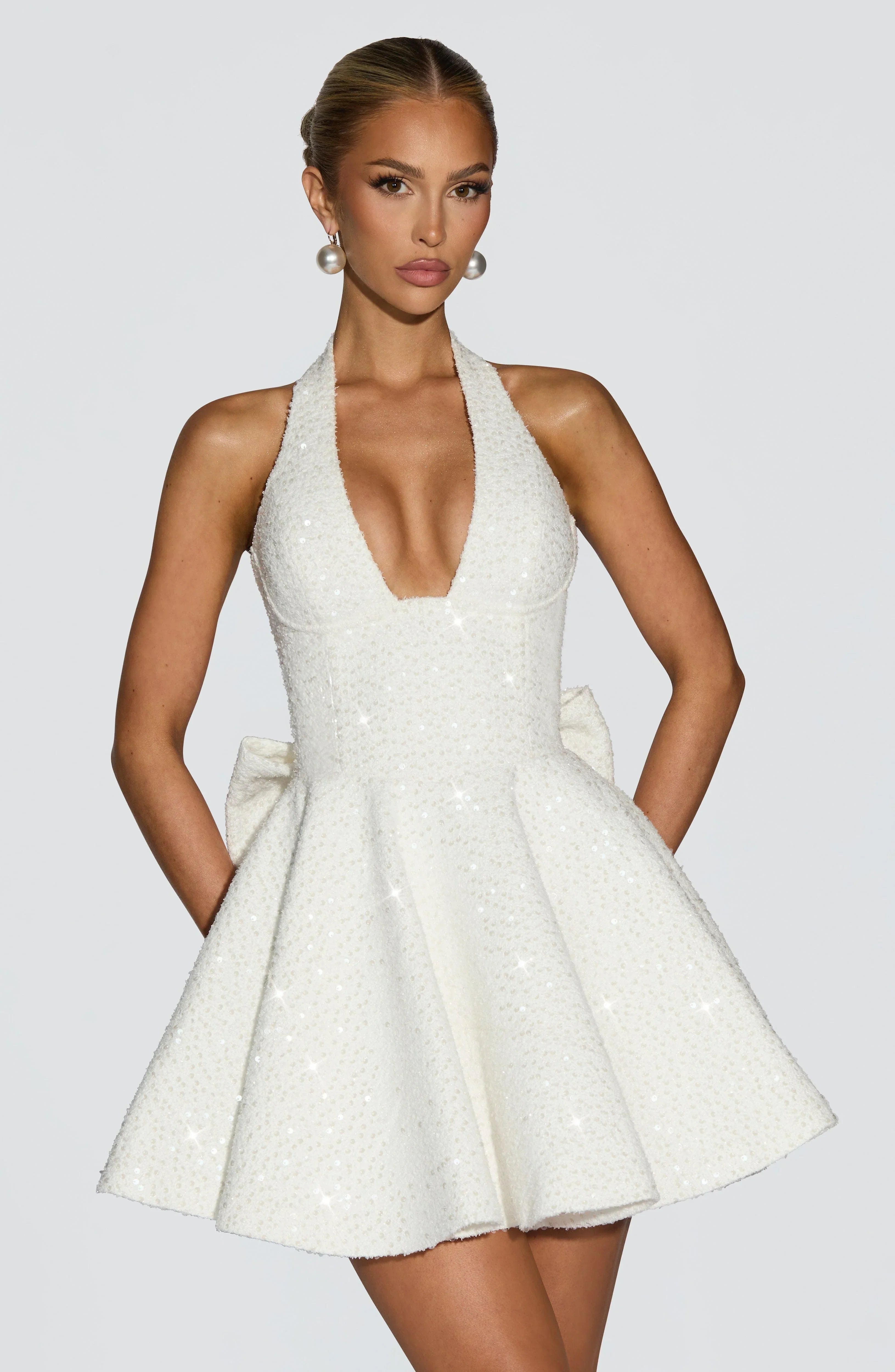 European And American-style Bow-tied Halter Dress Jovera Joyce