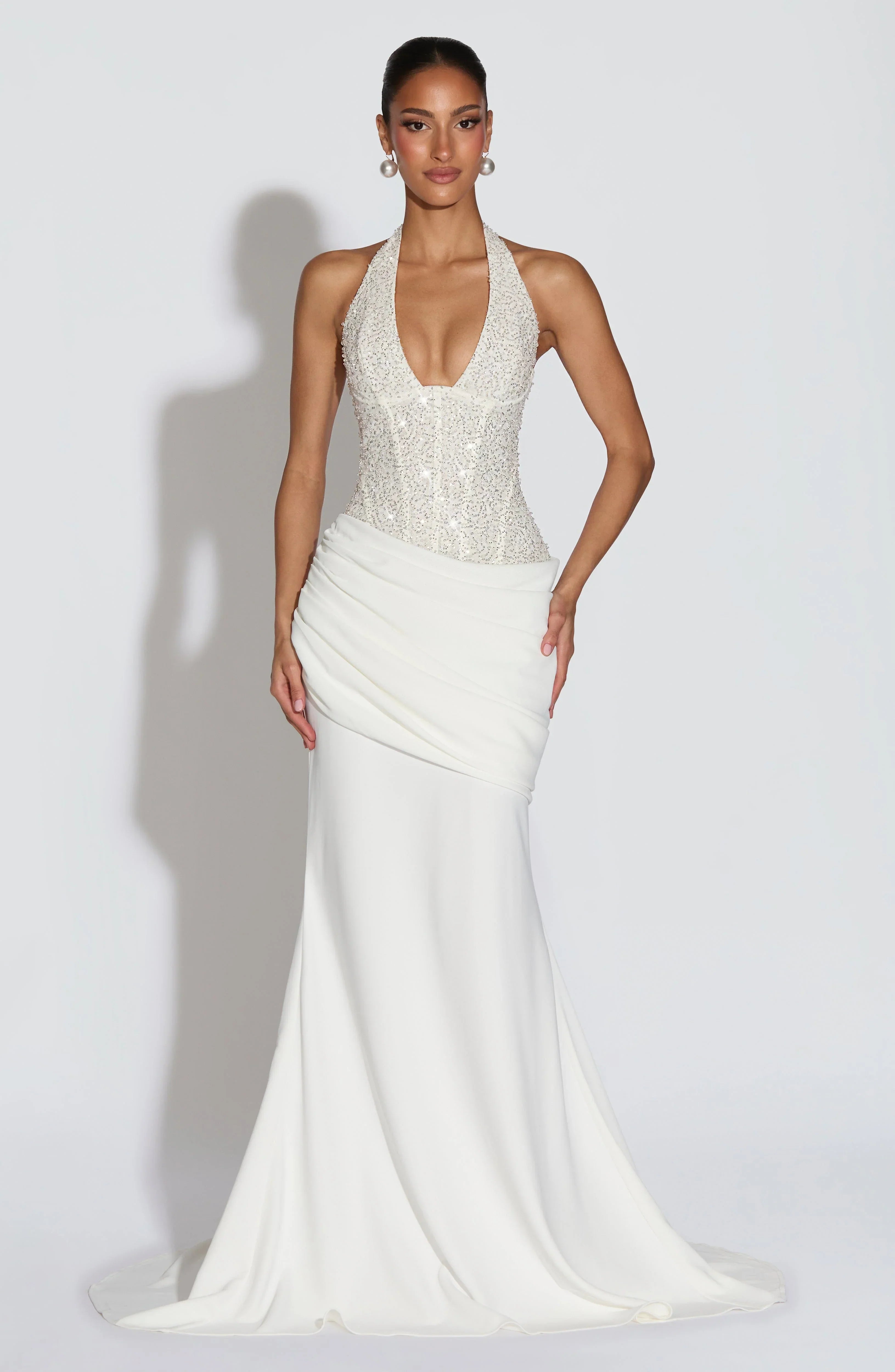 Body-con Sparkle Irregular Draped Evening Dress Women's Long Gown Jovera Joyce