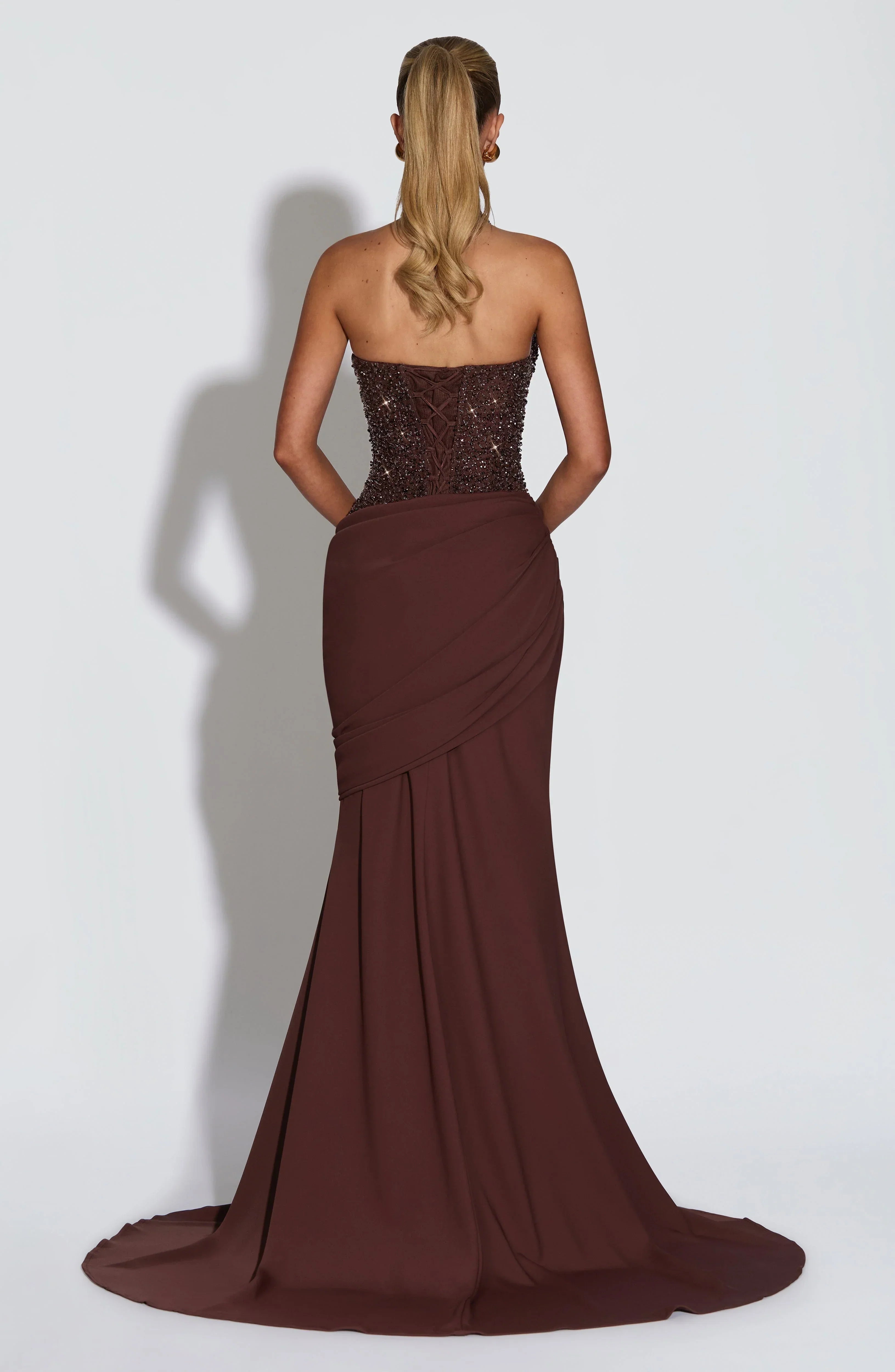 Body-con Sparkle Irregular Draped Evening Dress Women's Long Gown Jovera Joyce