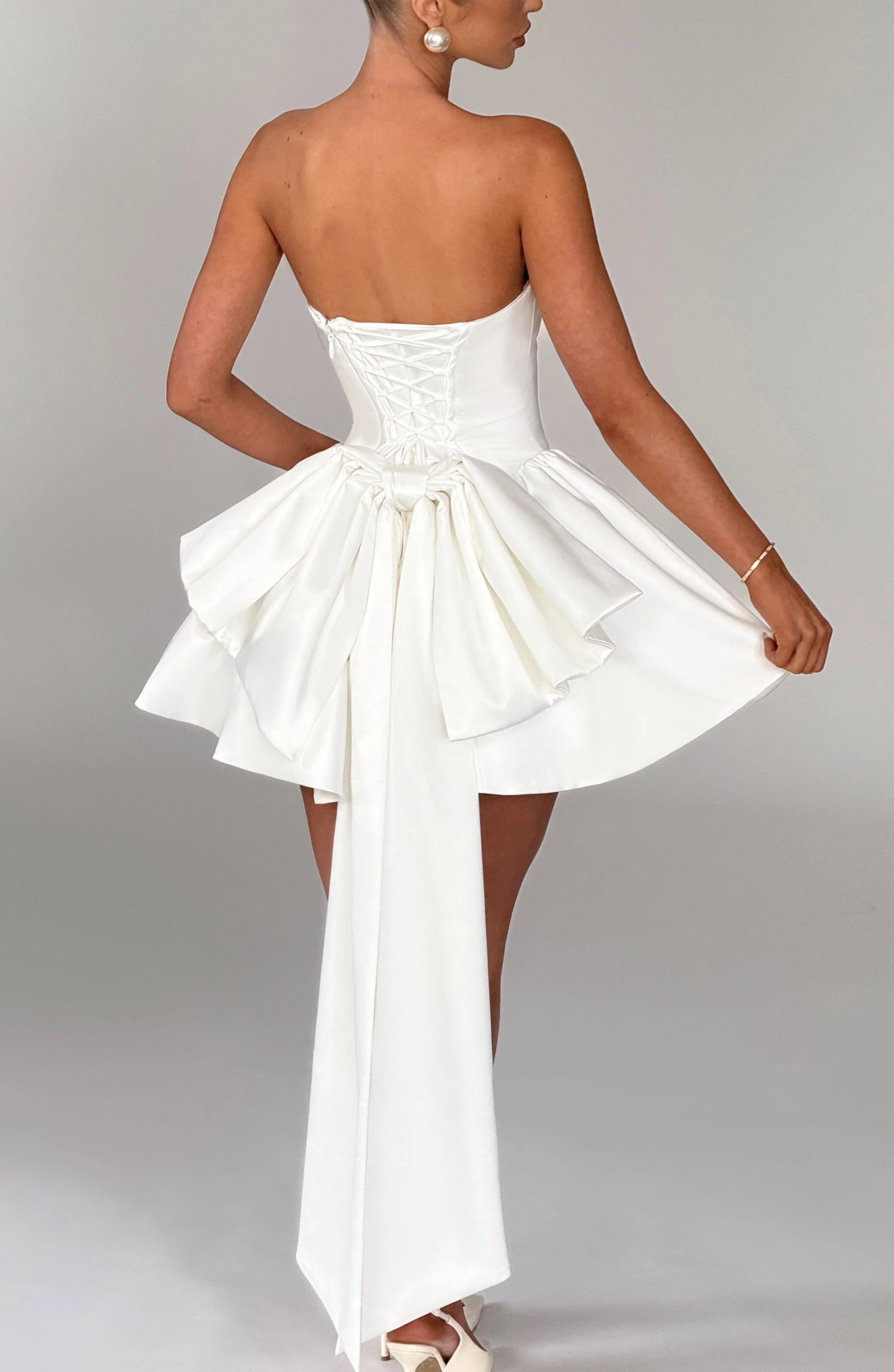 European And American Solid-color Strapless Evening Gown Jovera Joyce