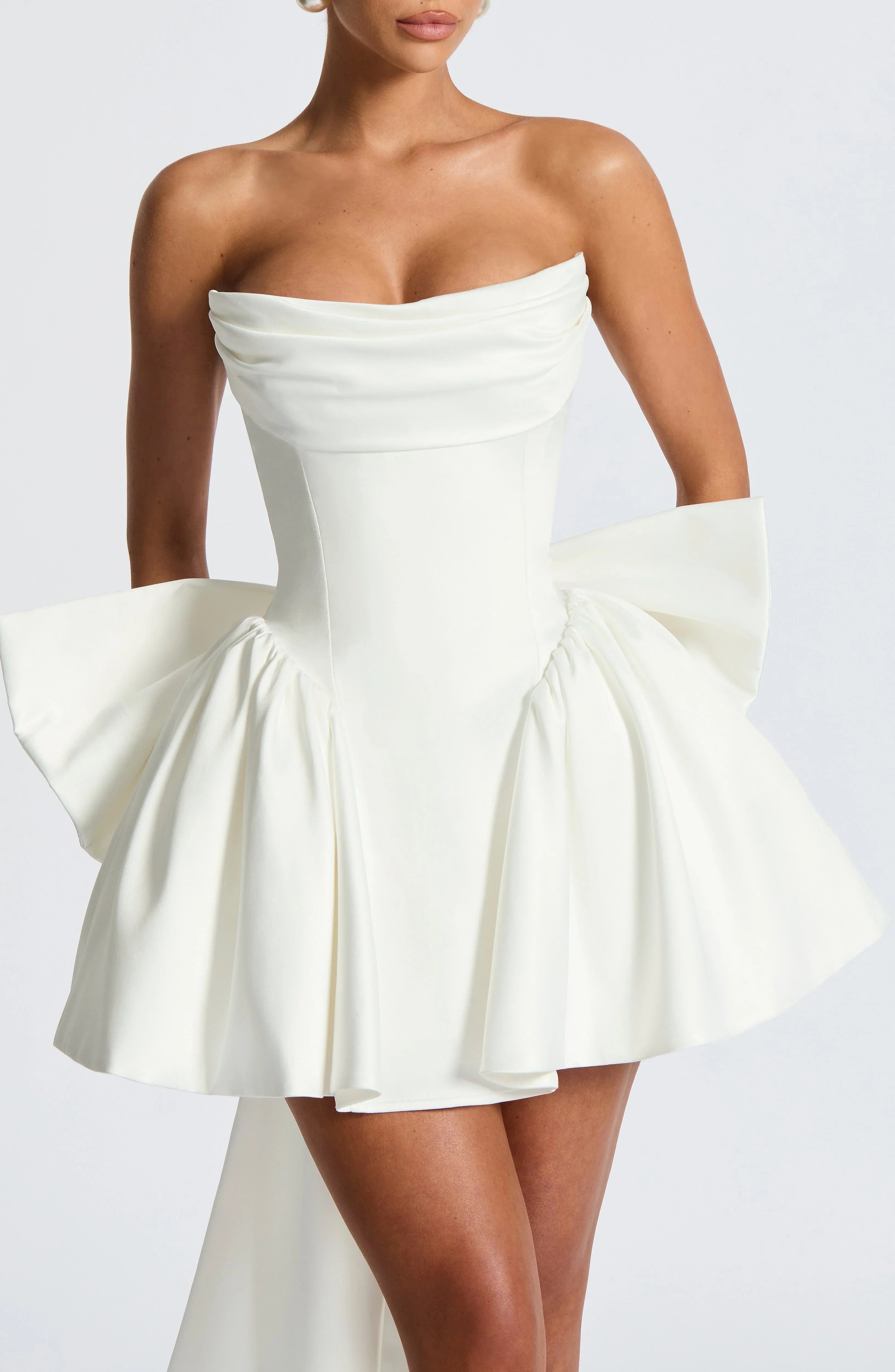 European And American Solid-color Strapless Evening Gown Jovera Joyce